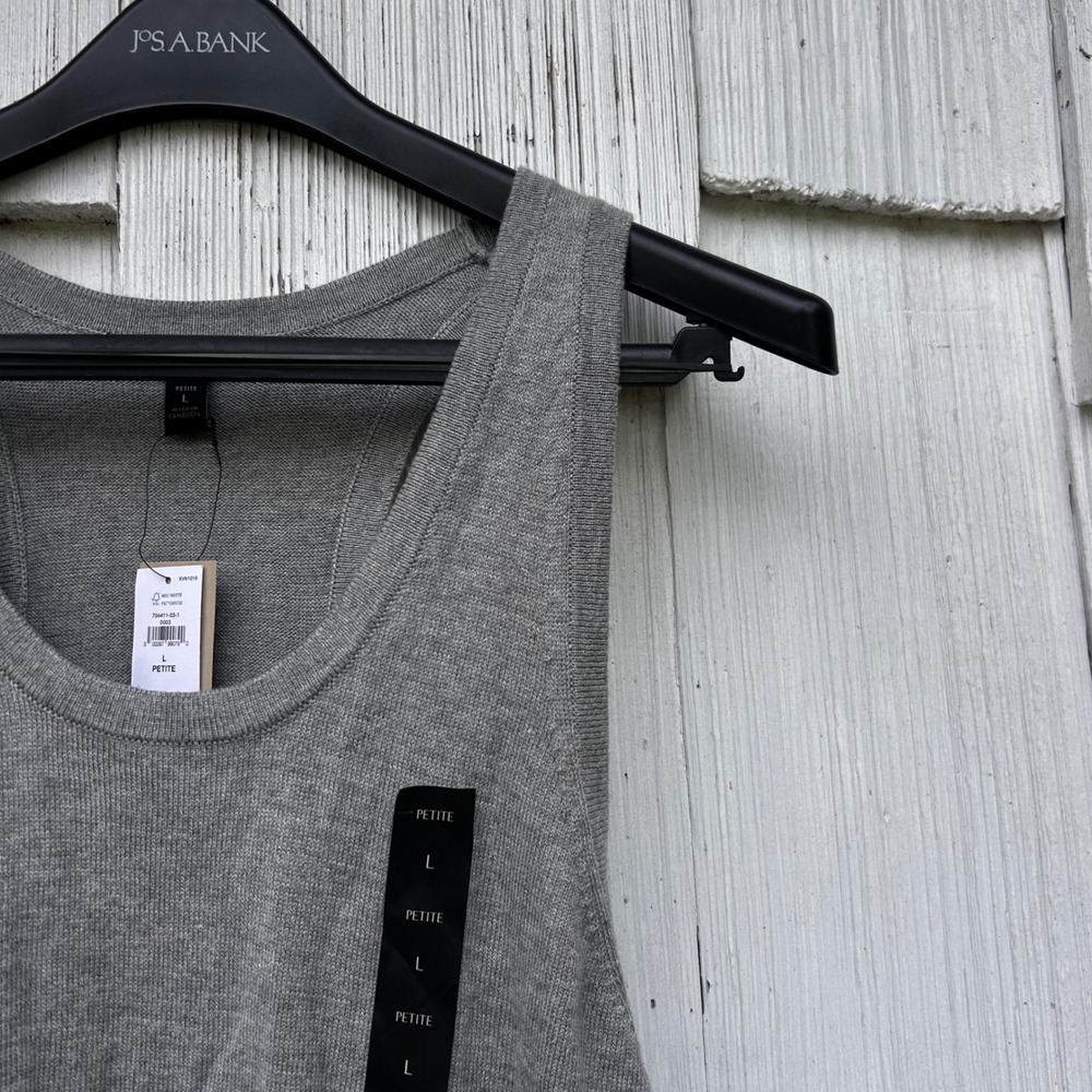 Banana Republic Womens Heather Gray Racerback‎ Sweater Tank Top Petite Large NEW - Picture 3 of 7